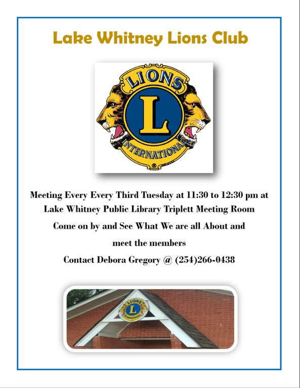 Lions Club Meeting Every Third Tuesday