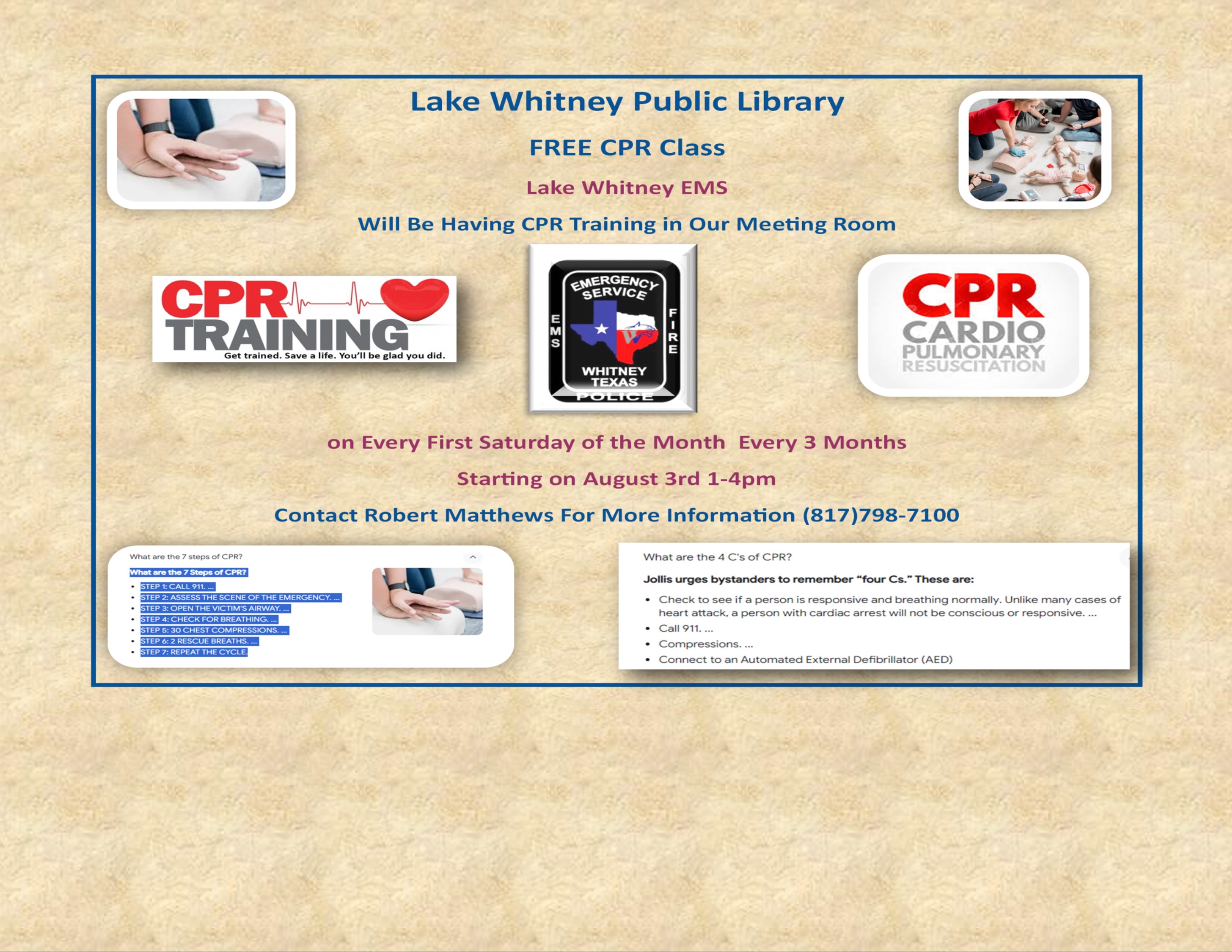 Lake Whitney EMS CPR Class